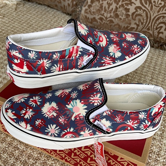 Vans Classic Slip On Vans Crew Floral/Red Men’s - Picture 11 of 16